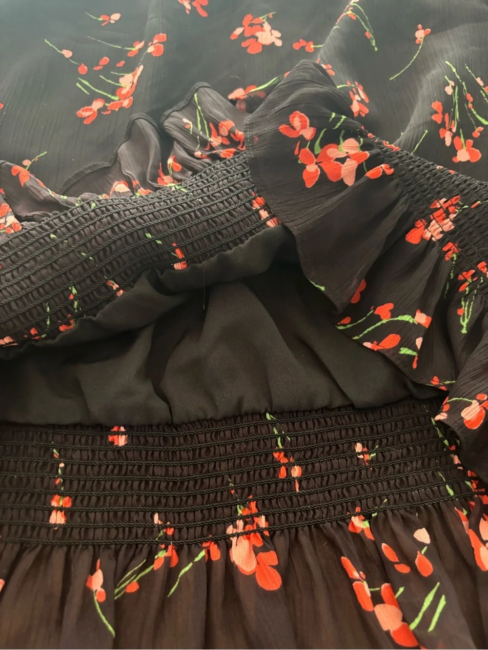 J. Crew Black Floral Ruffle Hem Sleeveless Blouse - size 2
